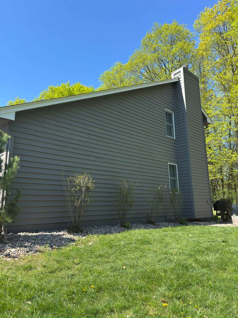 Gray siding home after exterior painting